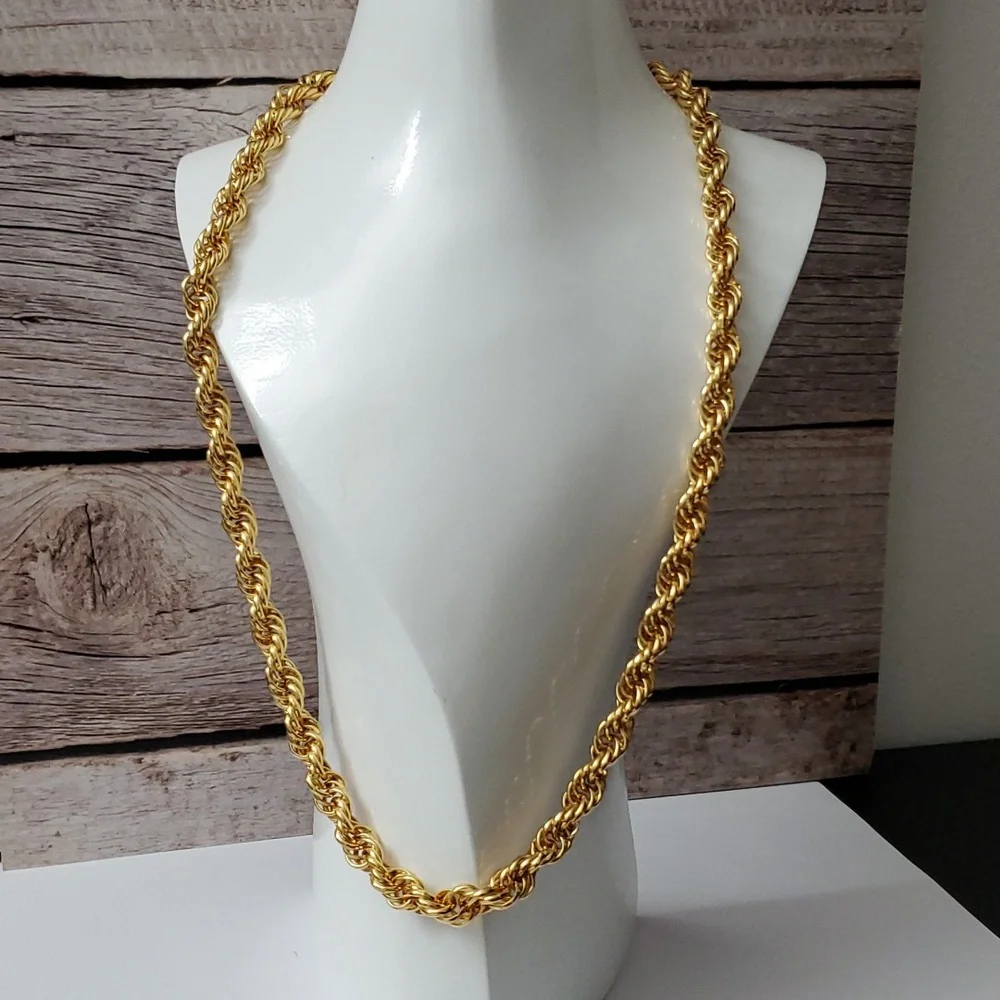 Stamped 18K Gold Rope Twisted Rope Italian Plated Necklace - Picture 1 of 6